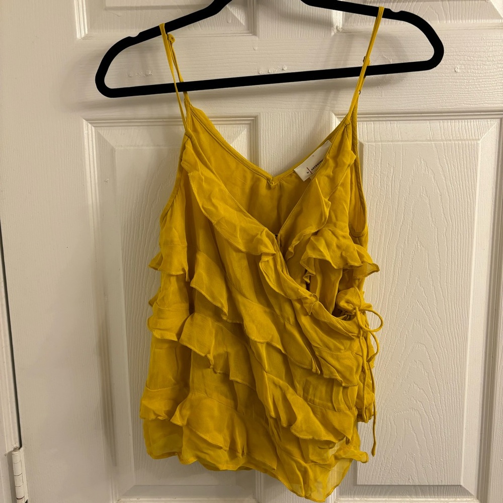 Anthropology Yellow Ruffle Cami Top Size M
